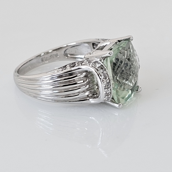 Rare Victoria Wieck Prasiolite & White Topaz Ring Sterling Silver Sz 7.5! - Picture 2 of 8